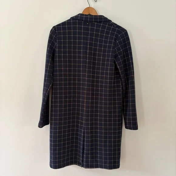 Anthropologie Harlyn Navy Plaid Jacket – Size Small – Snap Front – Mid Length - Picture 4 of 12